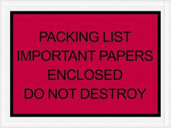 Value Collection - 1,000 Piece, 4-1/2" Long x 6" Wide, Packing List Envelope - Important Papers Enclosed, Red - Apex Tool & Supply