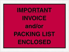 Value Collection - 1,000 Piece, 4-1/2" Long x 6" Wide, Packing List Envelope - Important Invoice and/or Packing List Enclosed, Red - Apex Tool & Supply