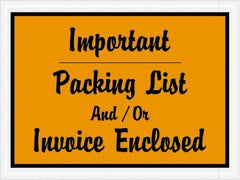 Value Collection - 1,000 Piece, 4-1/2" Long x 6" Wide, Packing List Envelope - Important Packing List And/Or Invoice Enclosed, Orange - Apex Tool & Supply