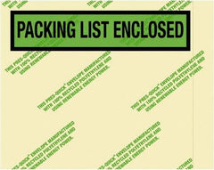 Value Collection - 1,000 Piece, 7" Long x 5-1/2" Wide, Packing List Envelope - Packing List Enclosed, Green - Apex Tool & Supply