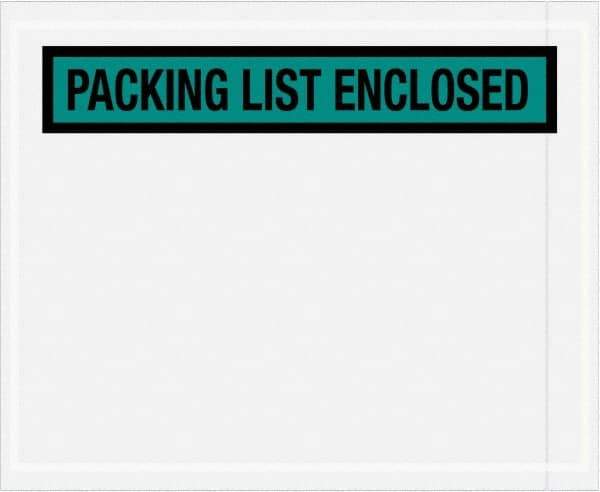 Value Collection - 1,000 Piece, 4-1/2" Long x 5-1/2" Wide, Packing List Envelope - Packing List Enclosed, Green - Apex Tool & Supply