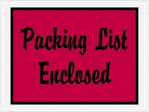Value Collection - 1,000 Piece, 4-1/2" Long x 6" Wide, Packing List Envelope - Packing List Enclosed, Red - Apex Tool & Supply