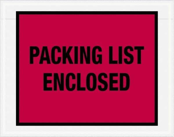 Value Collection - 1,000 Piece, 7" Long x 5-1/2" Wide, Packing List Envelope - Packing List Enclosed, Red - Apex Tool & Supply