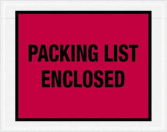 Value Collection - 1,000 Piece, 7" Long x 5-1/2" Wide, Packing List Envelope - Packing List Enclosed, Red - Apex Tool & Supply