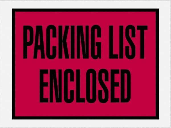Value Collection - 1,000 Piece, 4-1/2" Long x 6" Wide, Packing List Envelope - Packing List Enclosed, Red - Apex Tool & Supply