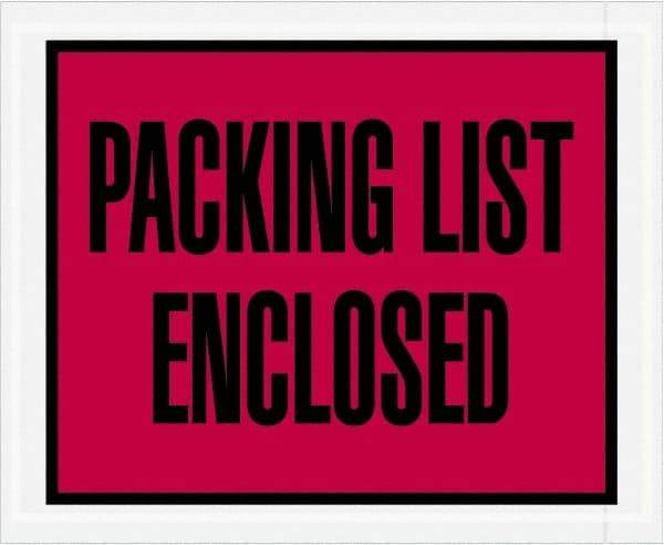 Value Collection - 1,000 Piece, 4-1/2" Long x 5-1/2" Wide, Packing List Envelope - Packing List Enclosed, Red - Apex Tool & Supply