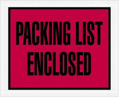 Value Collection - 1,000 Piece, 4-1/2" Long x 5-1/2" Wide, Packing List Envelope - Packing List Enclosed, Red - Apex Tool & Supply
