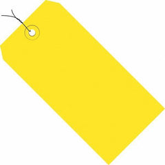 Made in USA - 4-3/4" High x 2-3/8" Long, Safety & Facility Blank Tag - Yellow Cardstock - Apex Tool & Supply