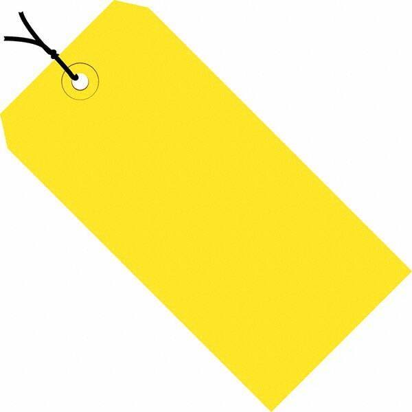 Made in USA - 5-1/4" High x 2-5/8" Long, Safety & Facility Blank Tag - Yellow Cardstock - Apex Tool & Supply