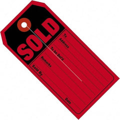 Made in USA - 4-3/4" High x 2-3/8" Long, Inventory, English Safety & Facility Numbered Tag - Red & Black Cardstock - Apex Tool & Supply
