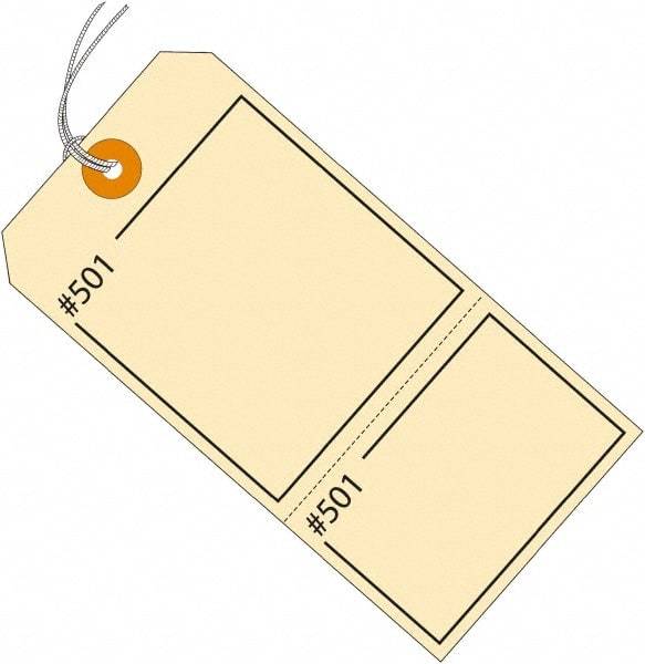 Made in USA - 4-3/4" High x 2-3/8" Long, Numbered, English Safety & Facility Retail Tag - Manila Cardstock - Apex Tool & Supply