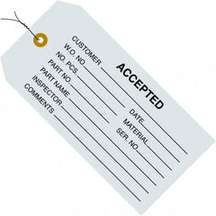 Made in USA - 4-3/4" High x 2-3/8" Long, ACCEPTED, English Safety & Facility Inspection Tag - Blue Cardstock - Apex Tool & Supply