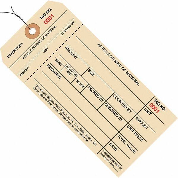 Made in USA - 6-1/4" High x 3-1/8" Long, Inventory, English Safety & Facility Numbered Tag - Manila Cardstock - Apex Tool & Supply