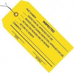 Made in USA - 4-3/4" High x 2-3/8" Long, ACCEPTED, English Safety & Facility Inspection Tag - Yellow Cardstock - Apex Tool & Supply