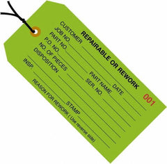 Made in USA - 4-3/4" High x 2-3/8" Long, Safety & Facility Blank Tag - Green Cardstock - Apex Tool & Supply