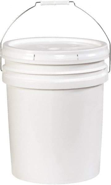 Made in USA - 5 Gal White Cylinder Metal Pail - 13-3/8" High - Apex Tool & Supply
