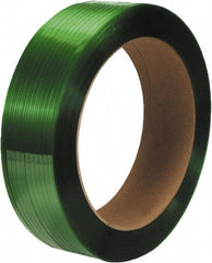 Made in USA - 2,900' Long x 1/2" Wide, Coil Case Polyester Hand Strapping - 775 Lb Capacity, 0.025" Thick - Apex Tool & Supply