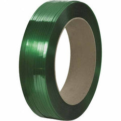 Made in USA - 9,000' Long x 1/2" Wide, Coil Case Polyester Hand Strapping - 600 Lb Capacity, 0.021" Thick - Apex Tool & Supply