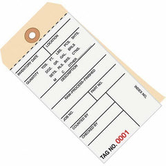 Made in USA - 6-1/4" High x 3-1/8" Long, Inventory, English Safety & Facility Numbered Tag - White & Manila Cardstock - Apex Tool & Supply