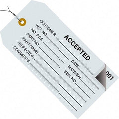 Made in USA - 4-3/4" High x 2-3/8" Long, Inventory, English Safety & Facility Numbered Tag - Blue Cardstock - Apex Tool & Supply