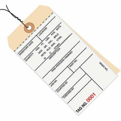 Made in USA - 6-1/4" High x 3-1/8" Long, Inventory, English Safety & Facility Numbered Tag - White & Manila Cardstock - Apex Tool & Supply