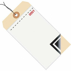 Made in USA - 6-1/4" High x 3-1/8" Long, Inventory, English Safety & Facility Numbered Tag - White & Manila Cardstock - Apex Tool & Supply
