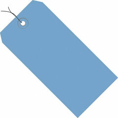 Made in USA - 3-3/4" High x 1-7/8" Long, Safety & Facility Blank Tag - Dark Blue Cardstock - Apex Tool & Supply