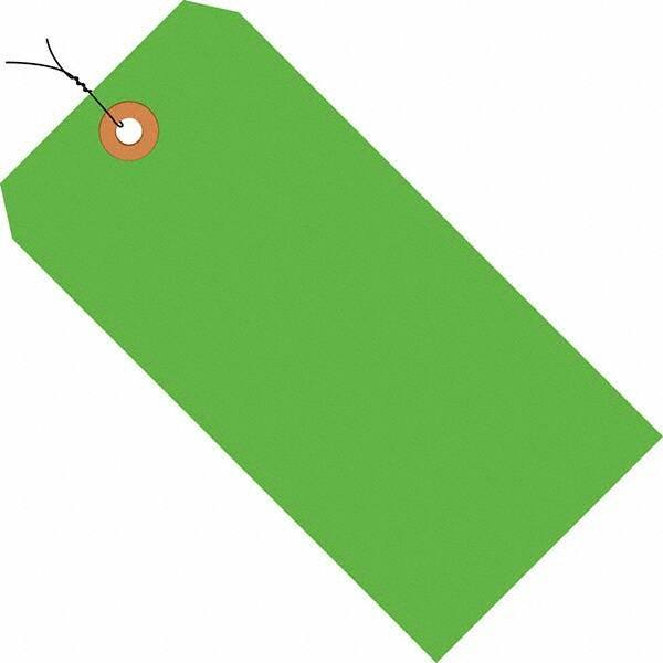 Made in USA - 5-1/4" High x 2-5/8" Long, Safety & Facility Blank Tag - Fluorescent Green Cardstock - Apex Tool & Supply
