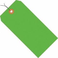 Made in USA - 5-1/4" High x 2-5/8" Long, Safety & Facility Blank Tag - Fluorescent Green Cardstock - Apex Tool & Supply