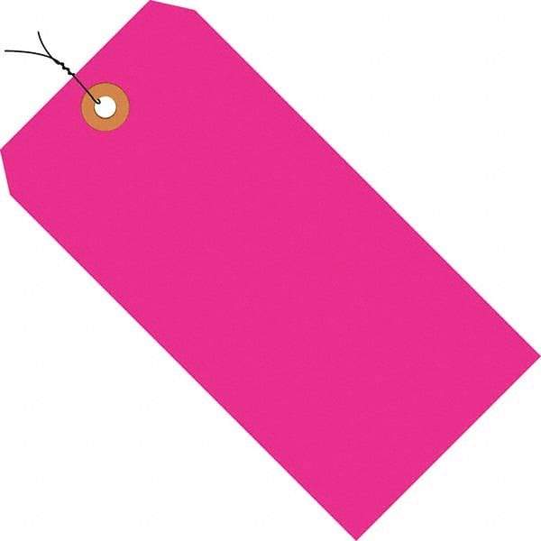 Made in USA - 2-3/4" High x 1-3/8" Long, Safety & Facility Blank Tag - Fluorescent Pink Cardstock - Apex Tool & Supply