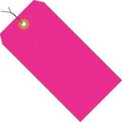 Made in USA - 2-3/4" High x 1-3/8" Long, Safety & Facility Blank Tag - Fluorescent Pink Cardstock - Apex Tool & Supply