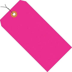 Made in USA - 4-1/4" High x 2-1/8" Long, Safety & Facility Blank Tag - Fluorescent Pink Cardstock - Apex Tool & Supply