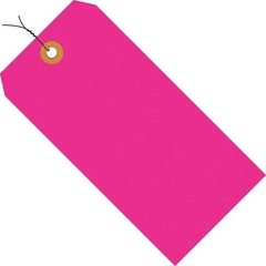 Made in USA - 5-1/4" High x 2-5/8" Long, Safety & Facility Blank Tag - Fluorescent Pink Cardstock - Apex Tool & Supply