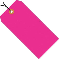 Made in USA - 5-3/4" High x 2-7/8" Long, Safety & Facility Blank Tag - Fluorescent Pink Cardstock - Apex Tool & Supply