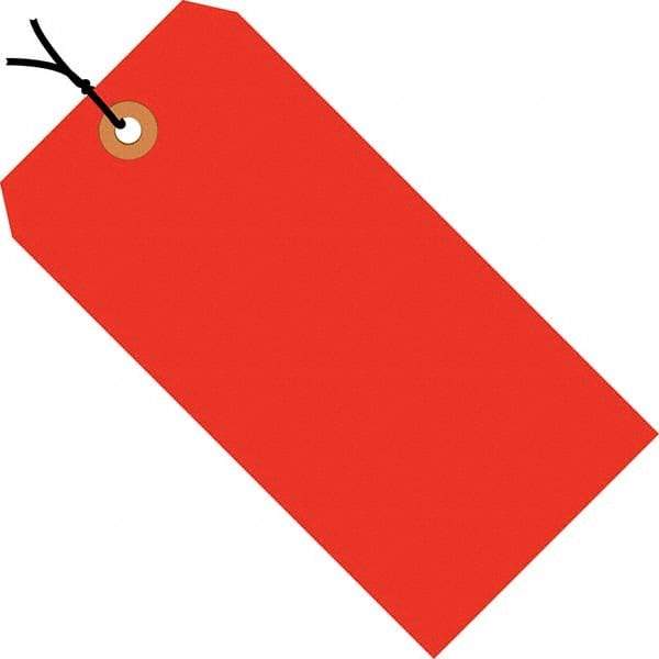 Made in USA - 3-1/4" High x 1-5/8" Long, Safety & Facility Blank Tag - Fluorescent Red Cardstock - Apex Tool & Supply