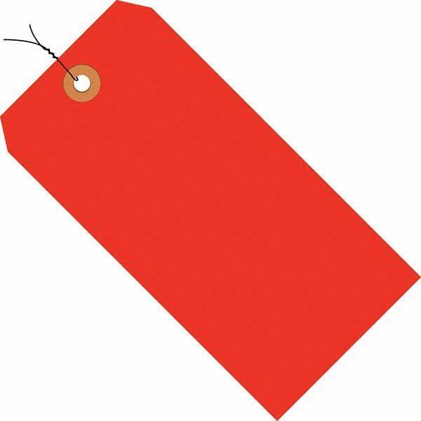 Made in USA - 2-3/4" High x 1-3/8" Long, Safety & Facility Blank Tag - Fluorescent Red Cardstock - Apex Tool & Supply