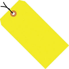 Made in USA - 4-3/4" High x 2-3/8" Long, Safety & Facility Blank Tag - Fluorescent Yellow Cardstock - Apex Tool & Supply