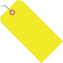 Made in USA - 4-1/4" High x 2-1/8" Long, Safety & Facility Blank Tag - Fluorescent Yellow Cardstock - Apex Tool & Supply