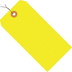 Made in USA - 5-1/4" High x 2-5/8" Long, Safety & Facility Blank Tag - Fluorescent Yellow Cardstock - Apex Tool & Supply