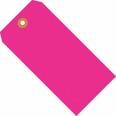 Made in USA - 5-1/4" High x 2-5/8" Long, Safety & Facility Blank Tag - Fluorescent Pink Cardstock - Apex Tool & Supply