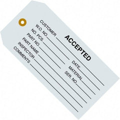 Made in USA - 4-3/4" High x 2-3/8" Long, ACCEPTED, English Safety & Facility Inspection Tag - Blue Cardstock - Apex Tool & Supply