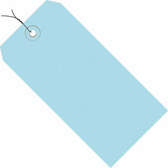 Made in USA - 3-3/4" High x 1-7/8" Long, Safety & Facility Blank Tag - Light Blue Cardstock - Apex Tool & Supply