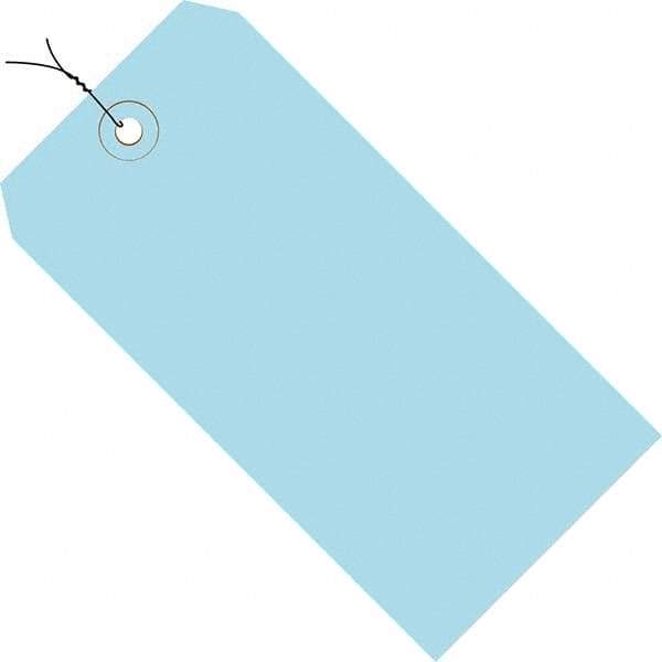 Made in USA - 4-3/4" High x 2-3/8" Long, Safety & Facility Blank Tag - Light Blue Cardstock - Apex Tool & Supply