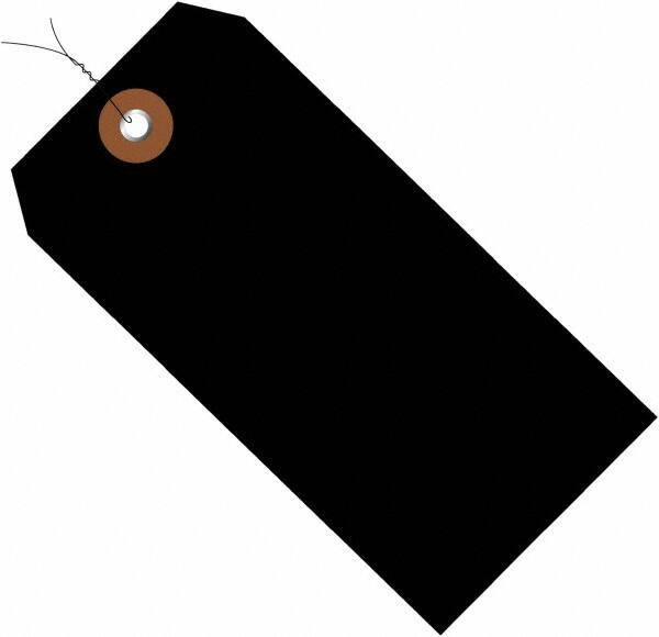 Made in USA - 6-1/4" High x 3-1/8" Long, Safety & Facility Blank Tag - Black Vinyl - Apex Tool & Supply