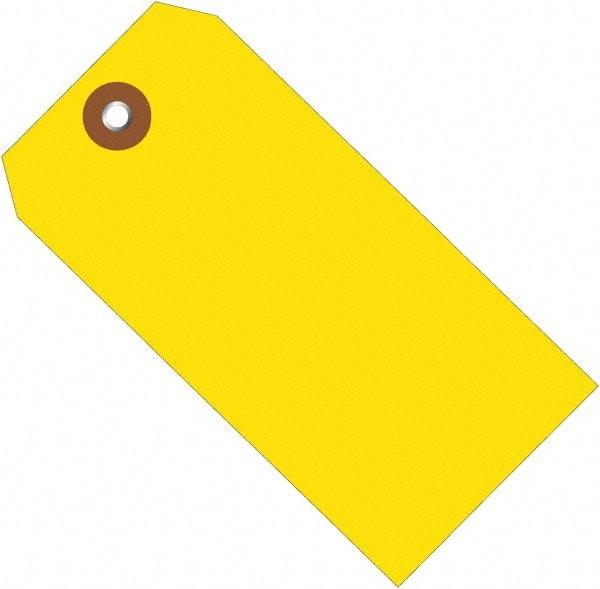 Made in USA - 4-3/4" High x 2-3/8" Long, Safety & Facility Blank Tag - Yellow Vinyl - Apex Tool & Supply