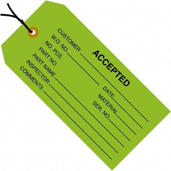 Made in USA - 4-3/4" High x 2-3/8" Long, Safety & Facility Blank Tag - Green Cardstock - Apex Tool & Supply