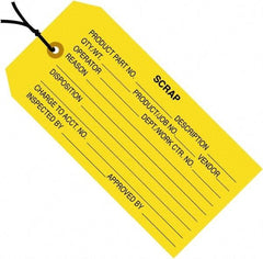 Made in USA - 4-3/4" High x 2-3/8" Long, Safety & Facility Blank Tag - Yellow Cardstock - Apex Tool & Supply