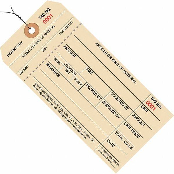 Made in USA - 6-1/4" High x 3-1/8" Long, Inventory, English Safety & Facility Numbered Tag - Manila Cardstock - Apex Tool & Supply