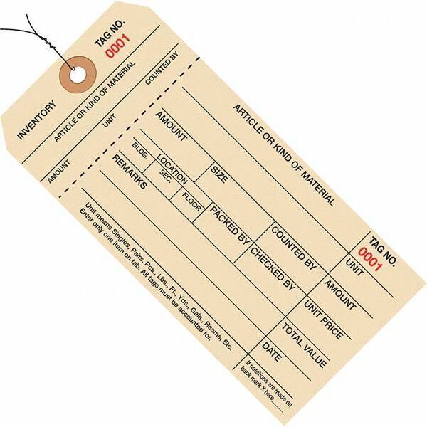 Made in USA - 6-1/4" High x 3-1/8" Long, Inventory, English Safety & Facility Numbered Tag - Manila Cardstock - Apex Tool & Supply