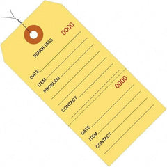 Made in USA - 6-1/4" High x 3-1/8" Long, Repair, English Safety & Facility Inspection Tag - Yellow Cardstock - Apex Tool & Supply